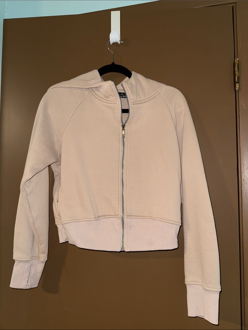 Cropped Hooded Bomber Jacket in Cream